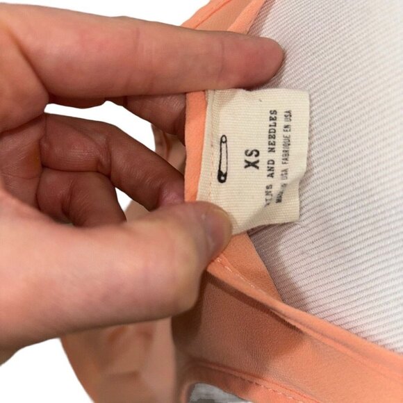 Anthropologie Pins & Needles Women's Size XS Maxi Dress Chiffon Sleeveless Peach - Picture 8 of 8